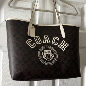 COACH City Tote C3869 – Signature Canvas Varsity Patch Logo Bag